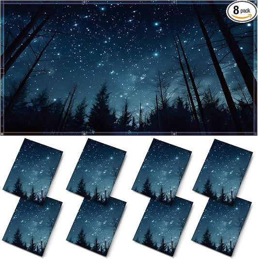 ANGSYLTH 8 Pcs Fluorescent Light Covers - 4 x 2 Feet Covers for Ceiling Lights, Magnetic Light Filters for Classroom, Office, Hospitals, Home (Forests & Starry Sky-2)