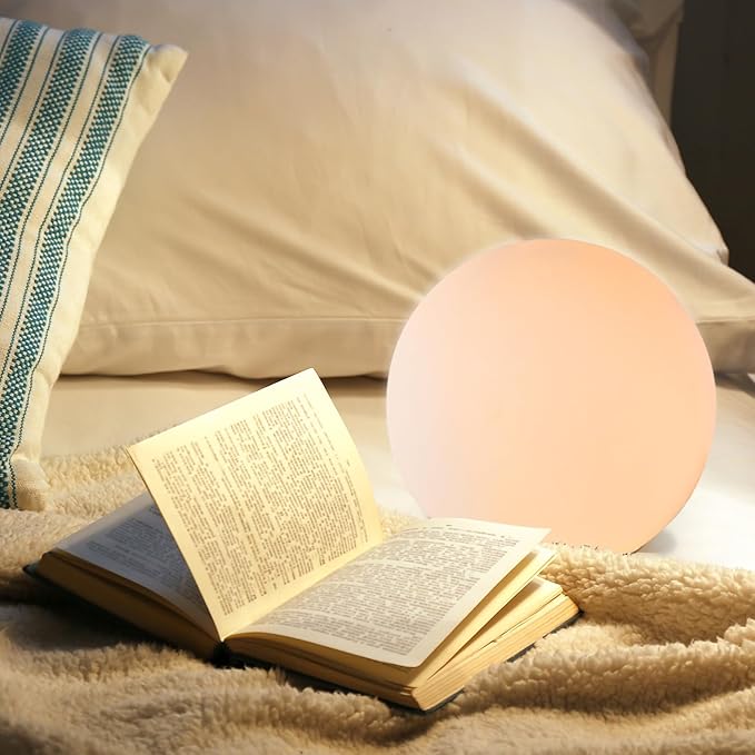 10 Inch Ball Table Lamp with Glass Shade, Ball Light Bookshelf Lamp for Bedroom, Dorm, Office and Bedroom Bookshelf Reading Decoration, Without Bulb