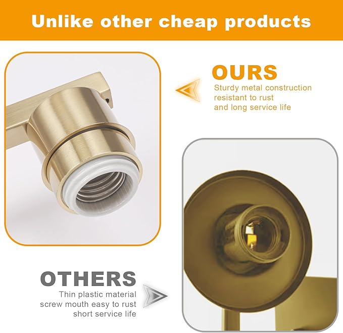 4-Light Bathroom Vanity Light, Modern Brushed Gold Wall Lights with Clear Glass Shades, Bathroom Wall Sconce Lamp for Mirror Living Room Bedroom Hallway