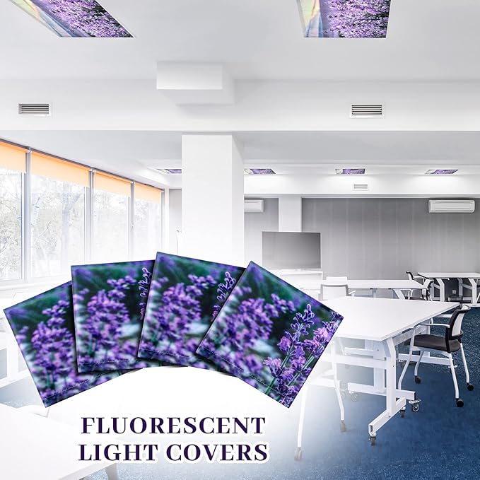 Patelai 8 Pack Fluorescent Light Covers for Classroom Ceiling 4 x 2 Feet Magnetic Light Covers Filter for Office School Drop Ceiling Supplies(Lavender)