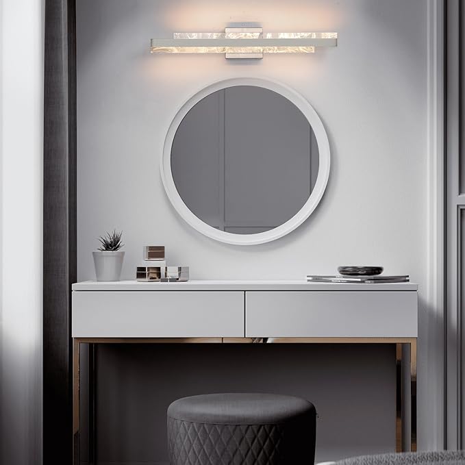 Modern Bathroom Vanity Light: Brushed Nickel 27 inch 28W Dimmable LED Bath Bar Light Fixtures Over Mirror - Wall Sconce Picture Lights for Powder Room Bedroom 3000k