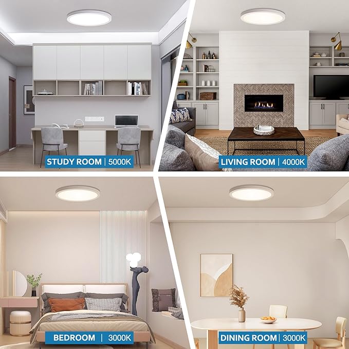 15.8 Inch Large Dimmable LED Flush Mount Ceiling Light 4 Pack, 32W 3200LM Low Profile Ceiling Light with 3 CCT (3000K/4000K/5000K), 5%-100% Dimming, Ultra-Thin 0.8", for Bedroom, Kitchen & Office