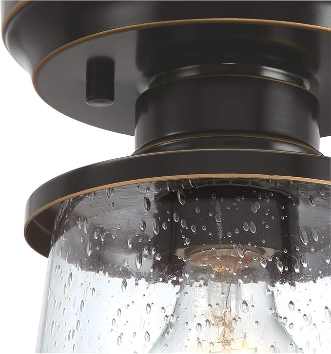 Westinghouse 6113000 Emma Jane 7 Inch Vintage-Style One-Light Outdoor Semi Flush Mount Ceiling Light, Amber Bronze Finish, Clear Seeded Glass