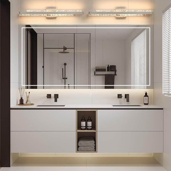Modern Bathroom Vanity Light: Brushed Nickel 32 inch 28W Dimmable LED Bath Bar Light Fixtures Over Mirror - Wall Sconce Picture Lights for Powder Room Bedroom 3000k