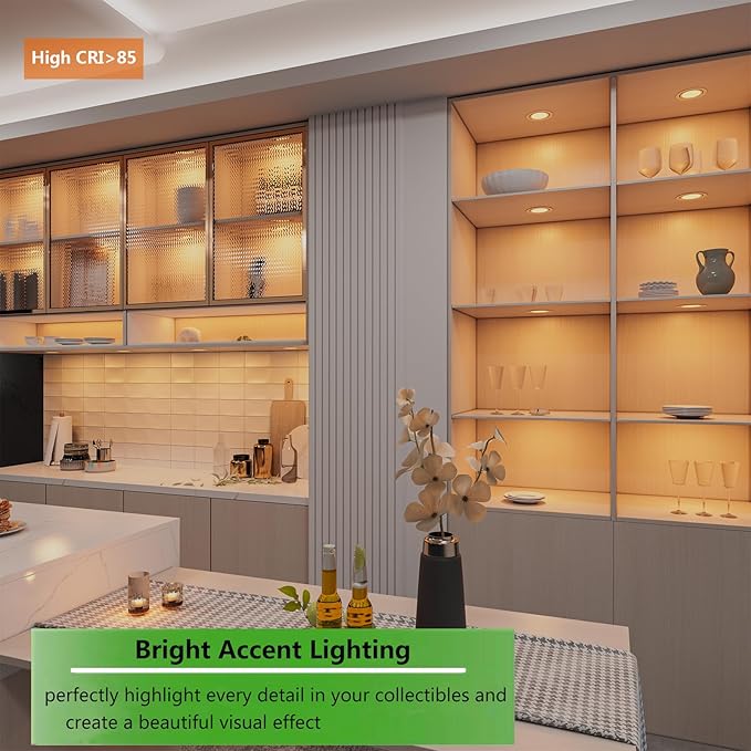 Smart Puck Lights 2700-6500k Tunable Under Cabinet Lighting with Alexa,Google Home,App & Remote Control, LED Puck Light Dimmable for Kitchen,Shelf,Workbench,RV Ceiling,Recess Mount,12V,2W/pc,3pcs