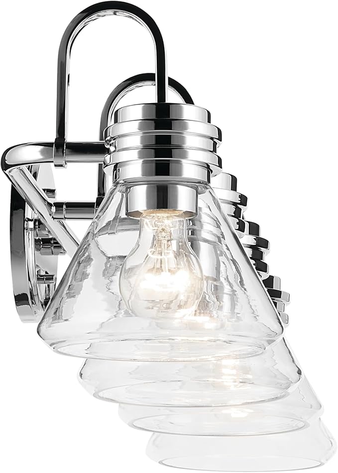 Kichler Farum 34" 4-Light Bathroom Vanity Light Fixture with Clear Glass in Chrome for Single or Double Vanity Over Mirror, Modern Wall Mount (34" x 9.5"), 55156CHCLR