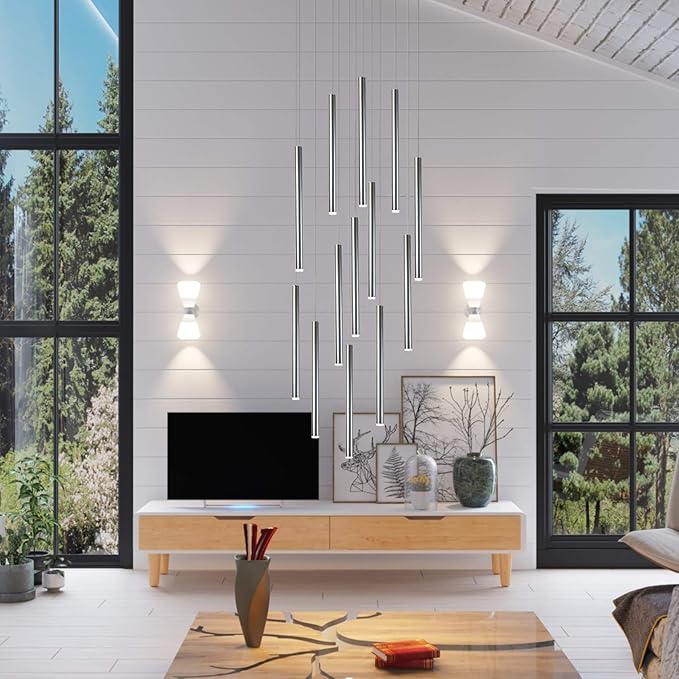 CANALIS 13 Mini Pendant Lighting Nickel - LED Hanging Light Fixture for Kitchen Island, Bar, Foyer - Cluster Pendants - Dimmable, Adjustable Wire, Lamp Bulb Included