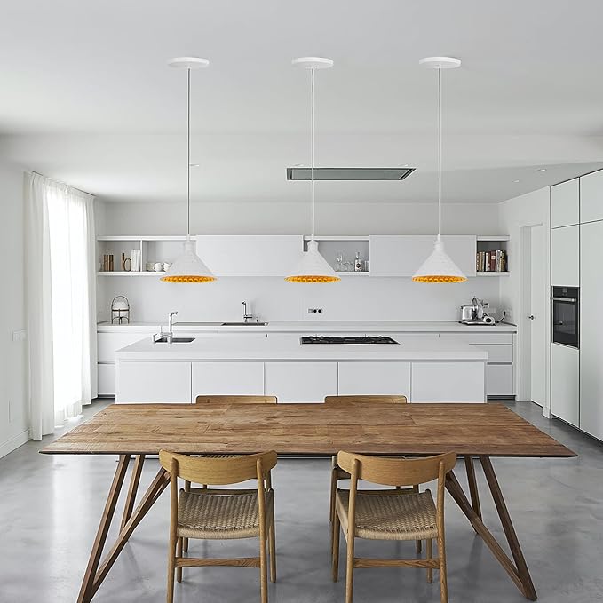 Kiven Instant Light Conversion Kit for 4/5/6inch Hole,White Farmhouse Lighting Recessed Can Light Conversion Kit to Pendant with E26 Screw-in Adapter for Kitchen Island Living TB2776