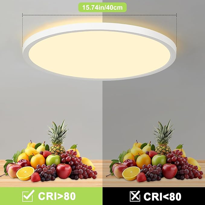 15.7 Inch LED Flush Mount Ceiling Light with Remote, 2700LM Dimmable 2700K-6500K Ceiling Light with 2000K Nightlight and Timer, 32W Modern Ceiling Lamp for Bedroom Kitchen Hallway Dining Room