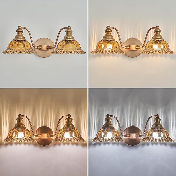 XIEDUN Tea 2 Light Vanity Light Bathroom Light Vanity Lights for Bathroom Vanity Light Fixtures