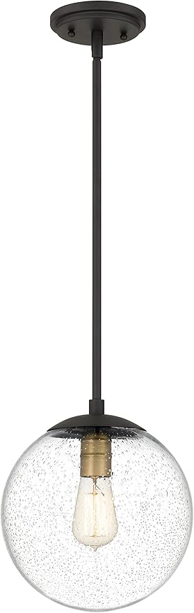 Tawson Globe Pendant Lighting, Black and Gold Pendant Light for Kitchen Island, 9.5 inch Seeded Globe Glass Shade for Kitchen, Hallway, Entryway, Dining Room, Bedroom, Living Room