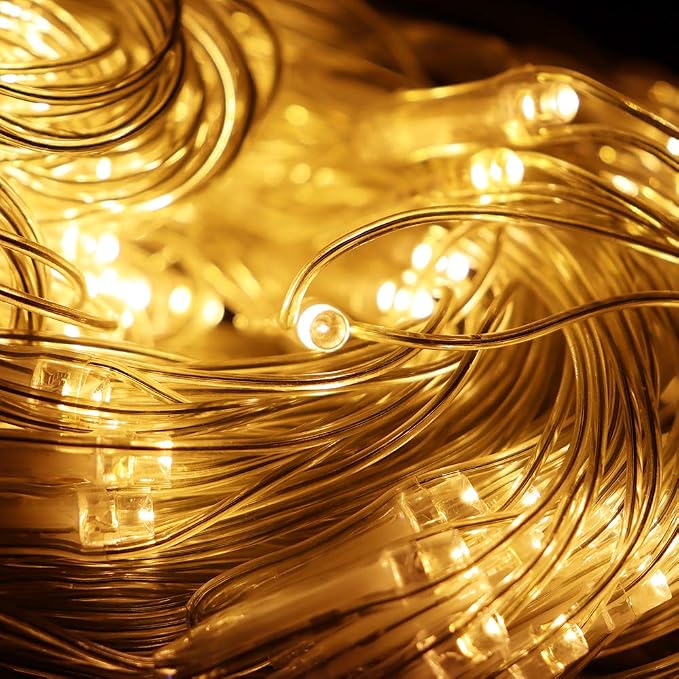 Net Light Mesh Lights, 240LED Timer Tree Warp Fairy Lights Outdoor Pulg in Hanging String Light for Christmas, Halloween, Garden, Walkway, Bushes Decor-9.8ft x 6.6ft(Warm White)