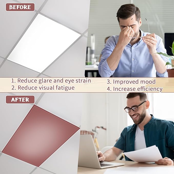 6 Pcs Fluorescent Light Covers 4 x 2 ft Magnetic Ceiling Light Covers Lights Filters for Classroom Office Home School(Morandi Color)