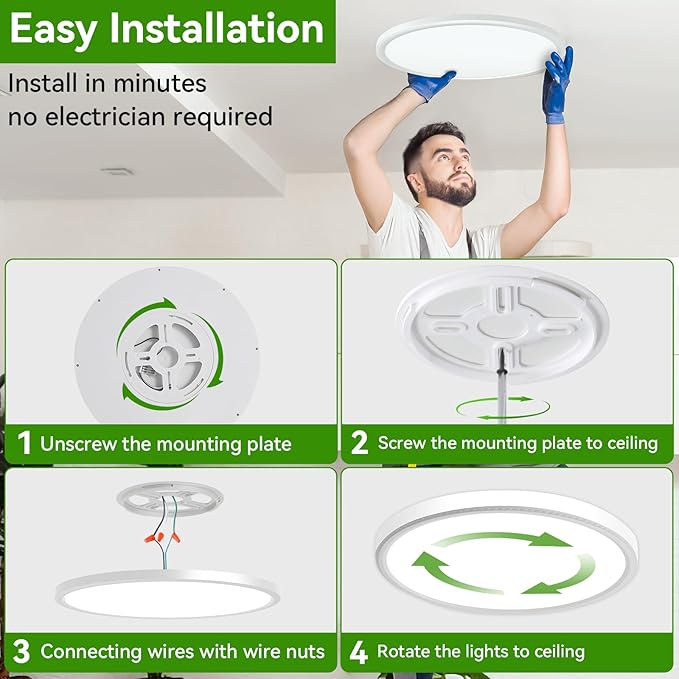 4Pack Led Ceiling Light, 42W 4500LM Ultra-Thin Surface Mount Light Fixtures, 15.8 Inch 3000K/4500K/6000K 3CCT Selectable Flush Mount Ceiling Light for Living Room, Bedroom, Kitchen