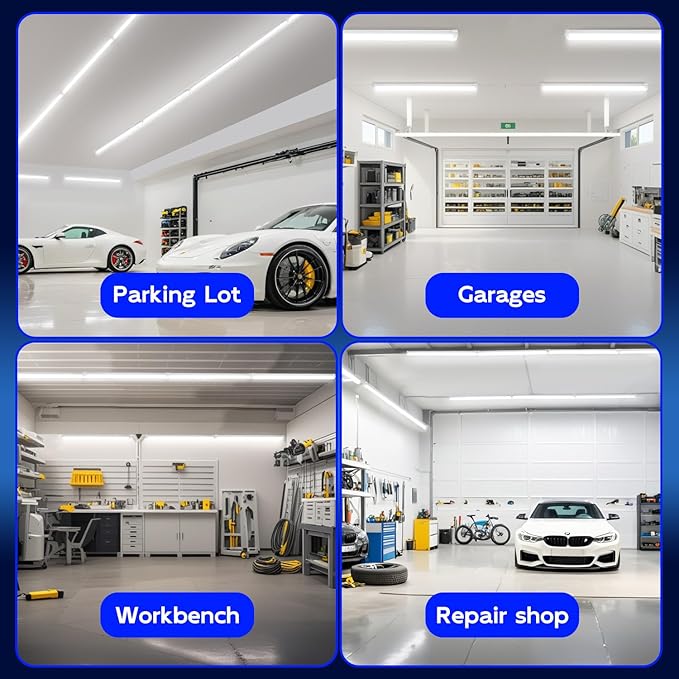 hykolity 30W 2FT LED Shop Light, 3500lm 6500K Super Bright White, Linkable Ceiling Light Fixture, V Shape Integrated T8 LED Tube Light with Built-in ON/Off Switch for Workbench, Cabinet, ETL, 4 Pack
