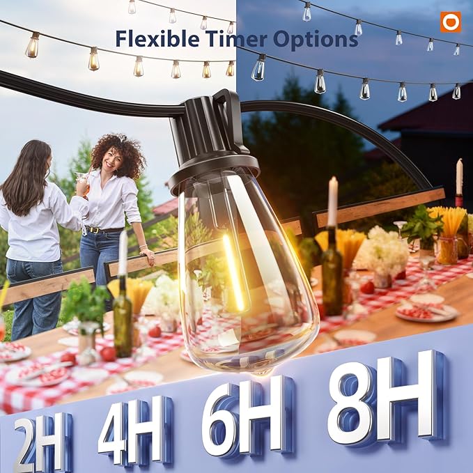 addlon 78(72+6) FT Solar String Lights Waterproof with Remote & USB Port, 24+2 LED Shatterproof Bulbs Patio Lights, Dimmable & Timable 3 Lighting Modes Solar Light for Backyard Camping Garden Decor