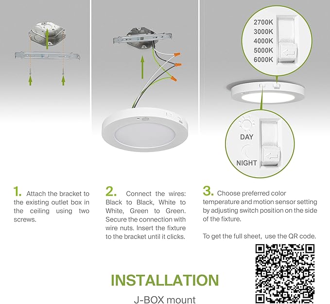 ASD LED 7" Round Flush Mount Ceiling Light Fixture, Low Profile Surface Lighting | 5CCT, Motion Sensored, Ultra-Thin, ETL Listed | 15W 900LM 2700-6000K 120V | Kitchen, Bedroom, Hallway Lamp | White