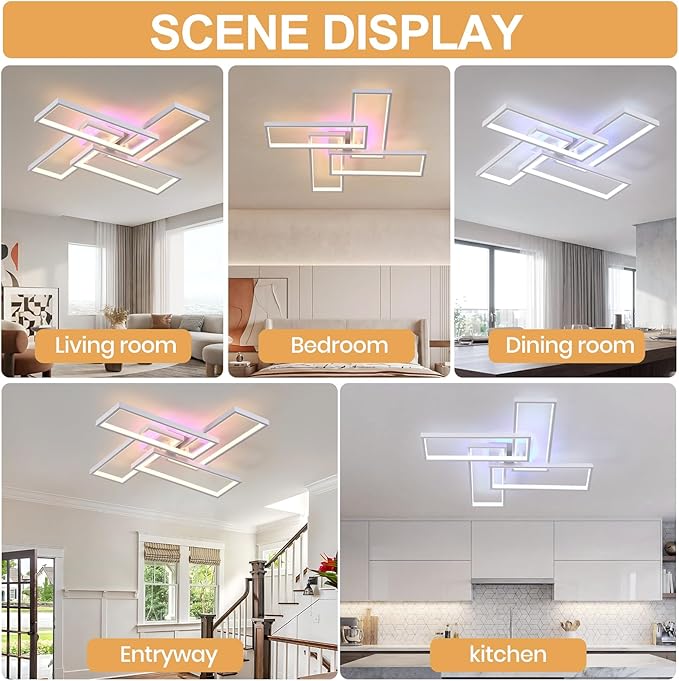 Modern LED Ceiling Lights for Bedroom,50W Led Flush Mount Ceiling Lamp,Dimmable Square Ceiling Light Fixture with Remote Control for Living Room,Kitchen,Balcony,White,3000-6000K