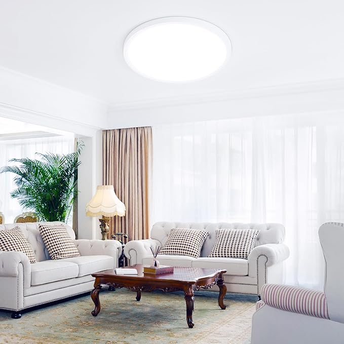 2 Pack Led Ceiling Light Fixture, 16'' 36W Ultra Thin Flush Mount, Dimmable, 3000K-4500K-6000K 3 Color Selectable, for Bedroom, Home Office, Kitchen, Dining Room, Living Room