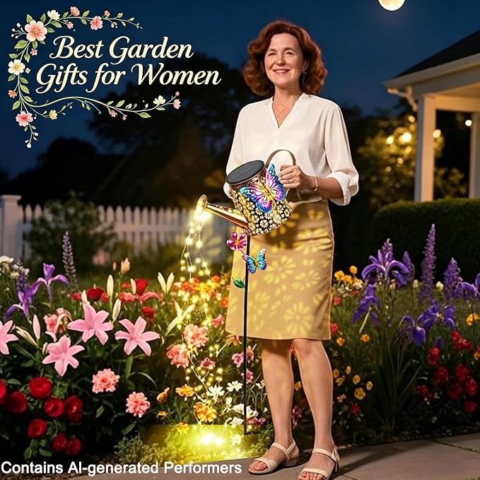 Solar Watering Can with Lights Outdoor Garden, 41" Tall Waterproof Garden Stake Lights Decoration for Yard Lawn Patio Pathway Front Porch Landscape Gardening Gifts for Mom Grandma Women Birthday Gift