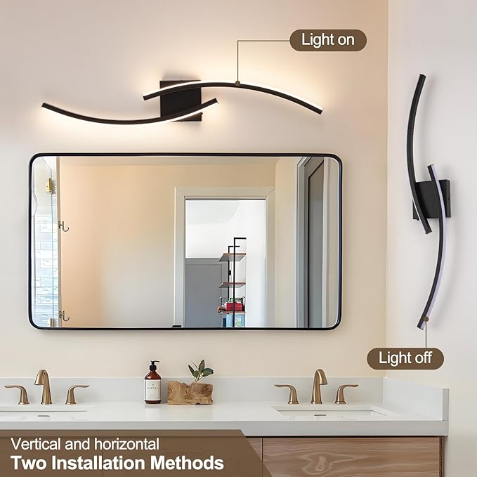 Hardwired 3000~6000K Modern Wall Sconce, 31.5IN Black LED Wall Light Fixtures Wall Lights for Bedroom, Living Room, Hallway and Bedside Wall Lamp
