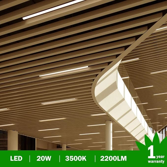 LightingWill 10 Pack LED Shop Light 4FT, Warm White 3000~3500K, 20W, Linkable T5 Integrated Fixture, Utility LED Ceiling Light and Under Cabinet, Corded Electric with Built-in ON/Off Switch