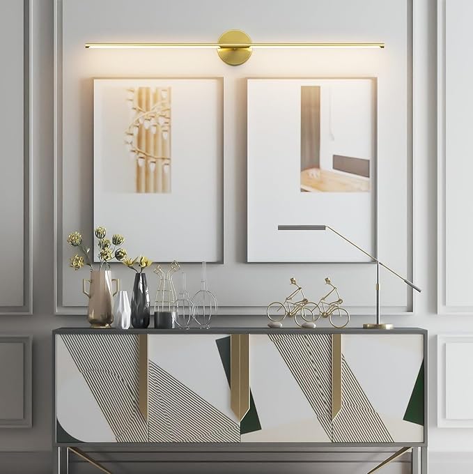 40Inch Hardwired Gold Wall Sconces Set of Two,360° Rotate Modern Linear Wall Light 30W Gold Vanity Light 3000K for Bathroom, Living Room(2 Pack)