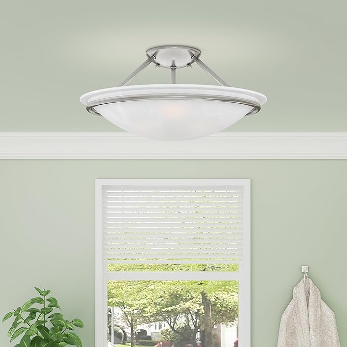 Livex Lighting 4824-91 Newburgh 3-Light Ceiling Mount, Brushed Nickel