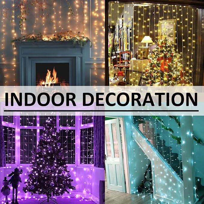 Solhice Curtain Lights Outdoor 20ft x10ft Color Changing, 480 LED Plug in Hanging String Lights Indoor Outside, Twinkle Light Backdrop for Wedding Garden Decor (Not Connectable)