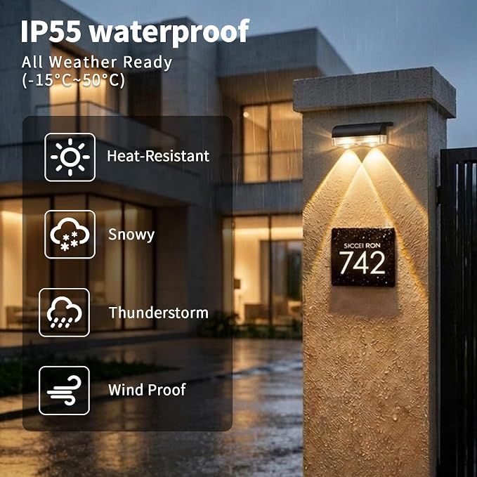 Solar Fence Lights Outdoor, Brighter Focused Lens Solar Powered Wall Lighting, Waterproof LED for Outside Up to 12+ Hrs | Backyard/Railing/Step/Patio/Wall Decor & Renovation (12 Pack)