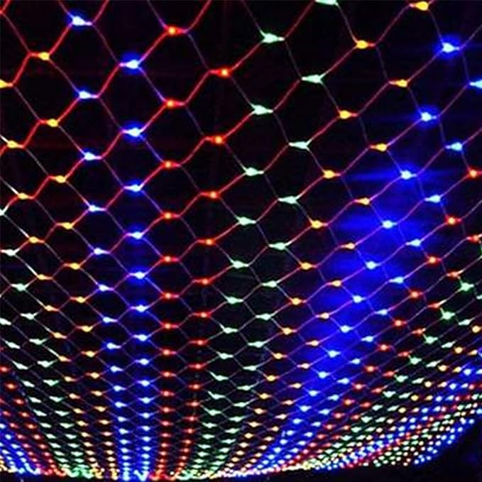 Dazzle Bright Christmas 360 LED Net Lights, 12FT x 5 FT Connectable Waterproof String Lights Clear Wire with 8 Modes, Christmas Decorations for Indoor Outdoor Xmas Yard Garden Decor (Multi Colored)