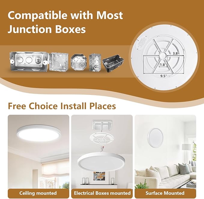 20 Inch Dimmable Large LED Flush Mount Ceiling Light, 43W, 3200LM, 3000K-6500K Stepless CCT, Dimmable with Remote Ceiling Light, Round Flat Panel Fixture for Living Room, Bedroom,Kitchen (White)