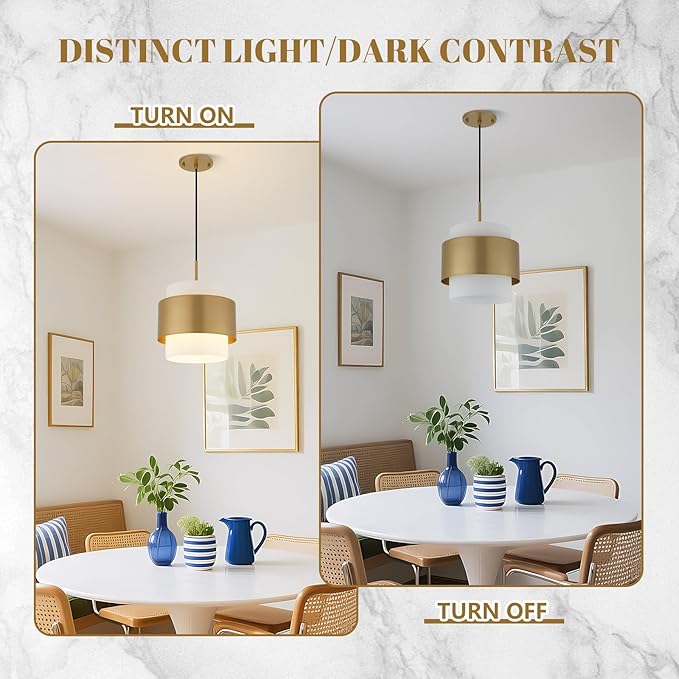9.8" Pendant Lights Kitchen Island, Farmhouse Pendant Lighting with Milky White Glass Lampshade, Industrial Hanging Pendant Lights Fixture for Kitchen Island Dining Room Hallway