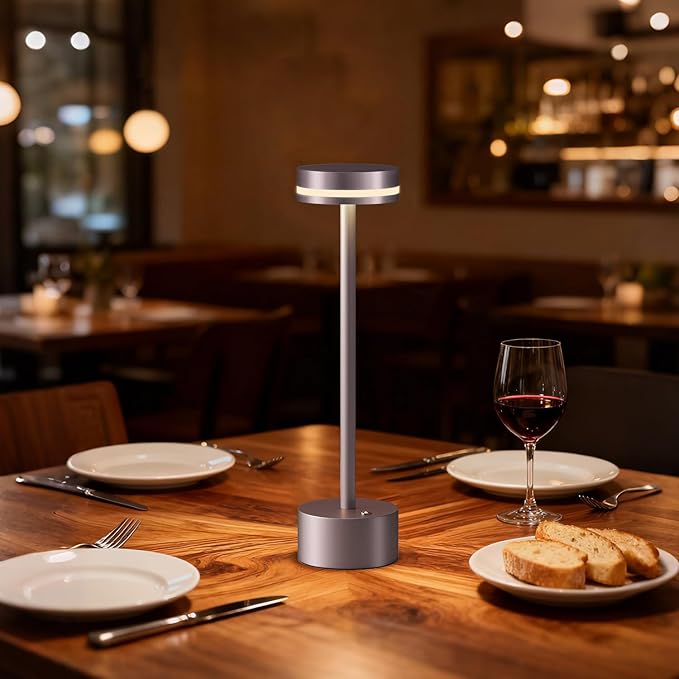 Modern Cordless Table Lamp Rechargeable, Aluminum Touch Lamp & 4000mAh Battery Operated, 3000K LED Table Lamps for Home Decor, Dining, Reading, Desk, Bedroom, Gift