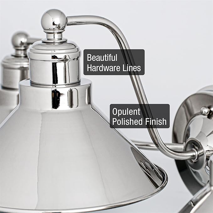 Kira Home Welton 19" 2-Light Modern Farmhouse Vanity Light with Dual Funnel Shades, Industrial Wall Sconce Bathroom Light, Polished Nickel Finish