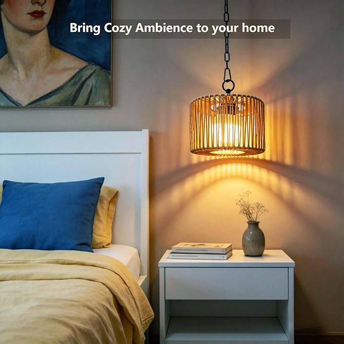Battery Operated Chandelier Rechargeable, Outdoor Pendant Light Cordless with RGB LED Bulb, Boho Hanging Lights with Remote for Gazebo, Porch, Patio, Pergola, Indoor Decor,Set of 2