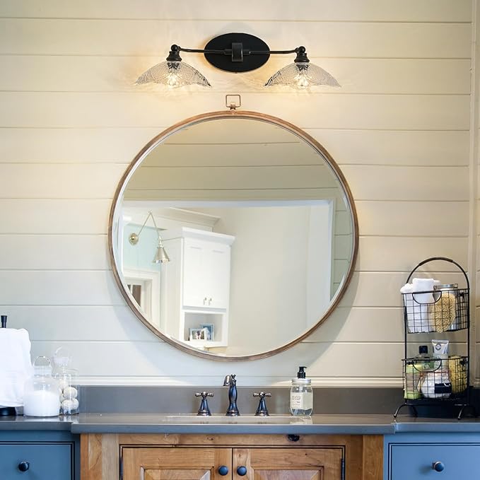 22.83-inch Black Bathroom Mirror Light Fixture， 2-Light E12 Sockets ，Vanity Lights ，Modern Minimalist Makeup Mirror Light Bathroom Vanity Light Fixtures(Bulb not Included)