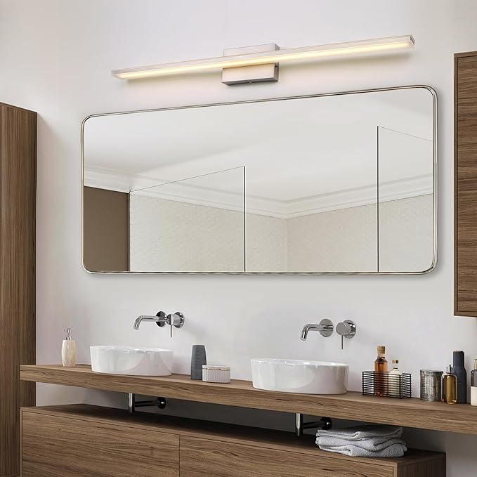 39.4 inch Brushed Nickel Bathroom Vanity Light Bar 5CCT Dimmable Bathroom Light Fixtures Over Mirror Modern LED Vanity Lighting Bath Light