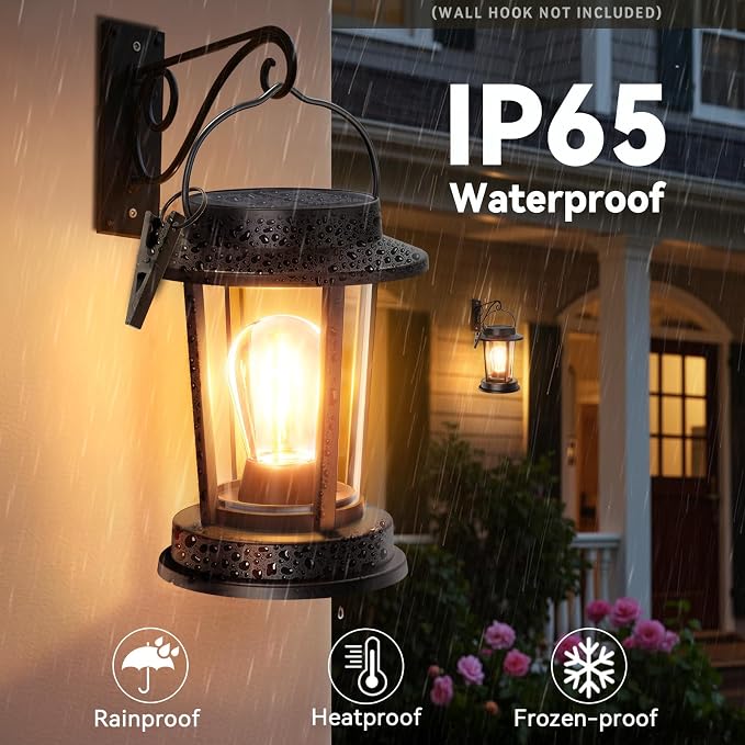 Solar Lanterns Outdoor Waterproof 2 Pack , Upgraded Solar Lights Outdoor, Bright Solar Powered Lanterns Decorative, Hanging Solar Lantern for Patio Garden Yard Path Porch Tree Decor
