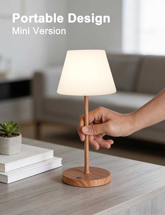 WEILAILUX Mini LED Cordless Table Lamp Rechargeable, 3000mAh Battery Operated Shower Lamp Waterproof, Touch Dimmable 2700K Night Light for Patio Camping Dining Outdoor (Mini Gold)
