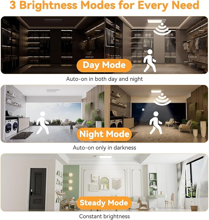 12000mAh Battery Operated Ceiling Light with Remote, Cordless Overhead Lighting, Adjustable Temperatures & Brightness No Wiring, Motion Sensor Light for Closet Pantry, Hallway, Shed, Shower