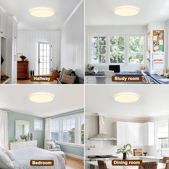 15.7 Inch LED Flush Mount Ceiling Light with Remote, 2700LM Dimmable 2700K-6500K Ceiling Light with 2000K Nightlight and Timer, 32W Modern Ceiling Lamp for Bedroom Kitchen Hallway Dining Room