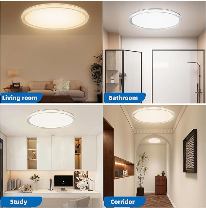 LED Ceiling Light 15-Inch Dimmable Flush Mount with 5CCT Adjustable Color Temperature (2700K-5000K), 35W 4000LM, Ceiling Light Fixture for Bedroom, Kitchen, Living Room, Office, and Hallway.