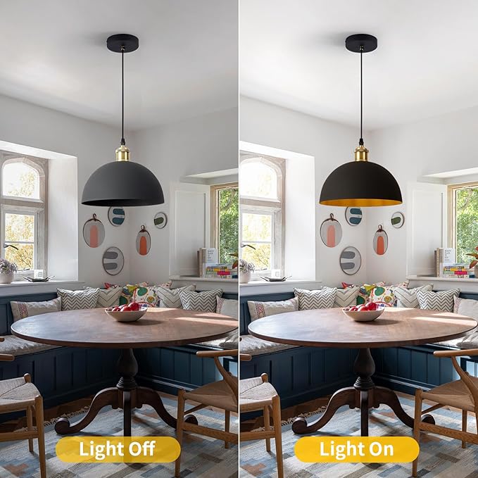 Modern Industrial Black Chandelier 9.8 inches, line Length 78.74 inches, Kitchen Island, Bedroom, Dining Room, Living Room, Hallway