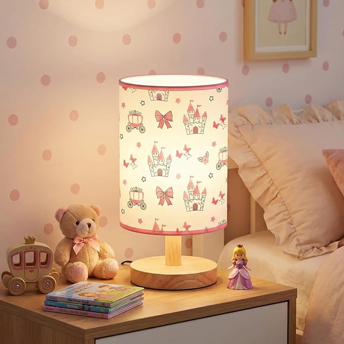 Glooglitter Pink Bow Table Lamp 3 Colors Dimmable Lights Princess Room Bedroom Decor 9.72 x 5.12 Inch Pink Castle Bow Night Light Bedside Bedroom Lamps Decoration for Desk Birthday Gifts