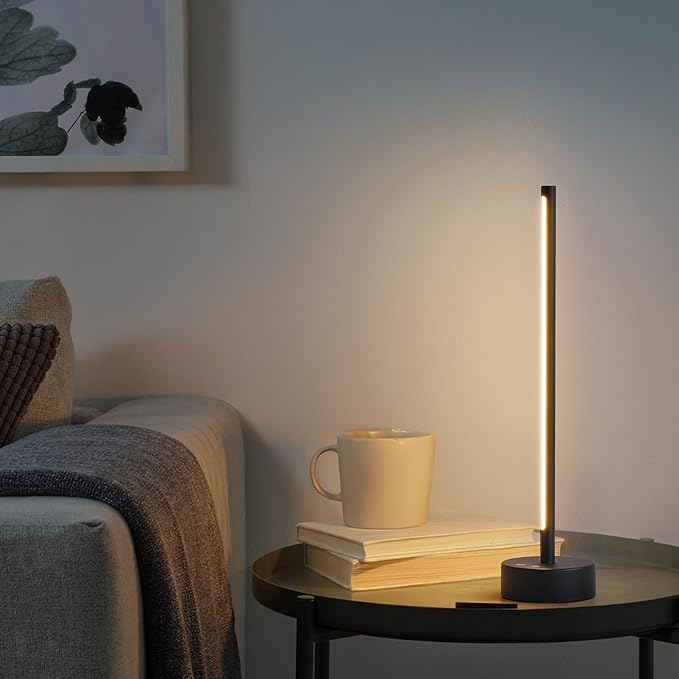 KARTOOSH Cordless LED Table Lamp, Battery Operated Portable Desk Lamp,Dimmable/3 Color/Memory Function,Modern Rechargeable Table Light for Living Room,Bedroom,Bedside,Black
