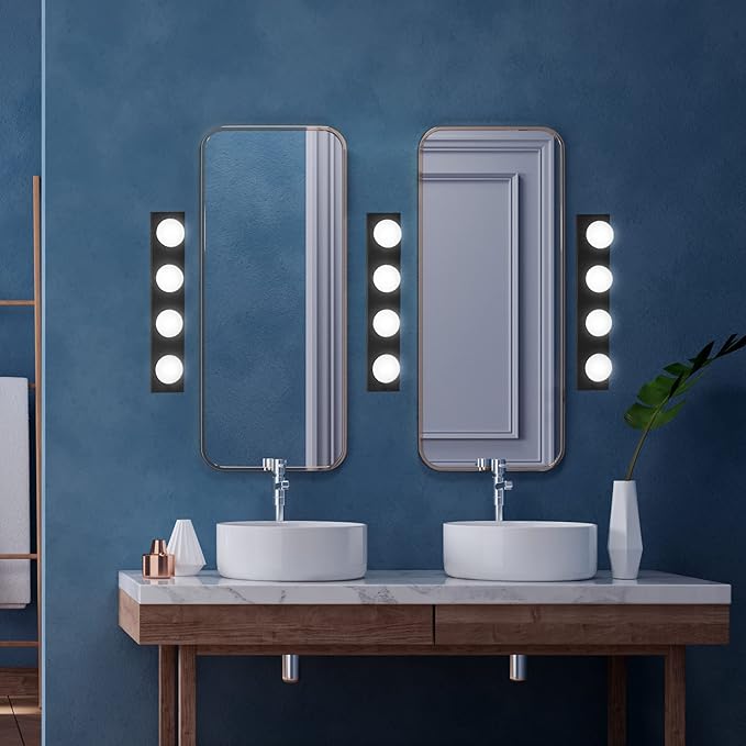 Design House Vanity Lights, 4 Linear Lights, Dimmable, Horizontal or Vertical Use, Uses (4) 60W Bulbs, for Bathroom/Makeup Vanity, Matte Black, 24.0. in. L x 4.33 in. H x 2.0 in. D, 588574-BLK