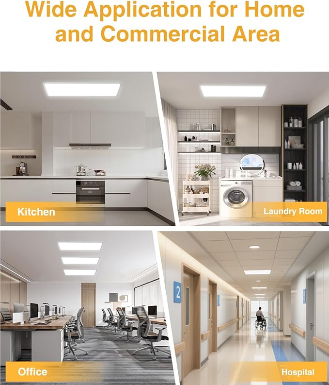 LED 2x4 Flat Panel Light, Drop Ceiling Lights Fixture, Selectable Features, 30W/40W/50W/60W/72W, 3000K/3500K/4000K/5000K/6500K, Dimmable (0-10V), for Office Kitchen, ETL Listed, 30 Pack