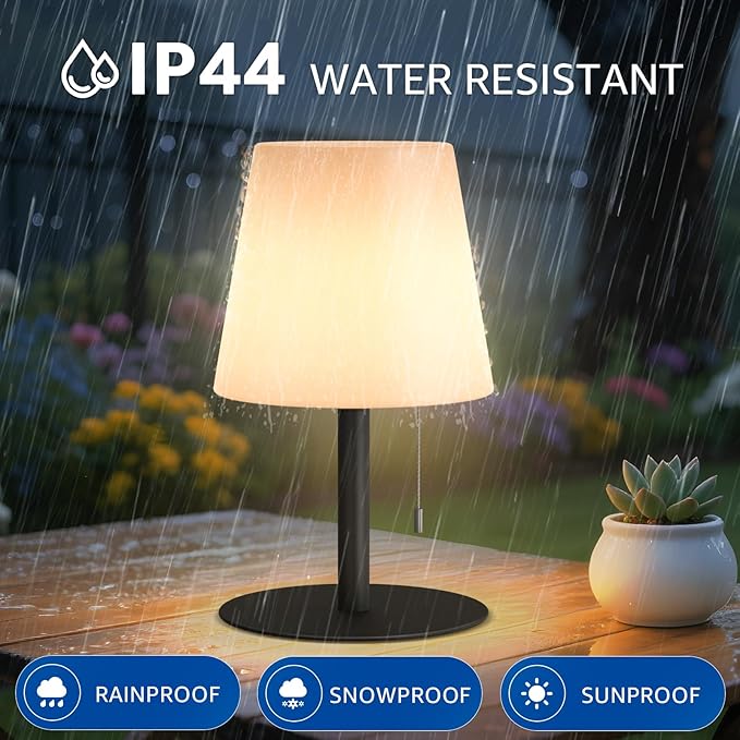 uuffoo Shower Lamp Waterproof 8 Colors, Shower Light Rechargeable Cordless Battery Operated, LED Outdoor Table Lamps Dimmable Portable for Indoor Outdoor Bathroom Home Patio (Black)