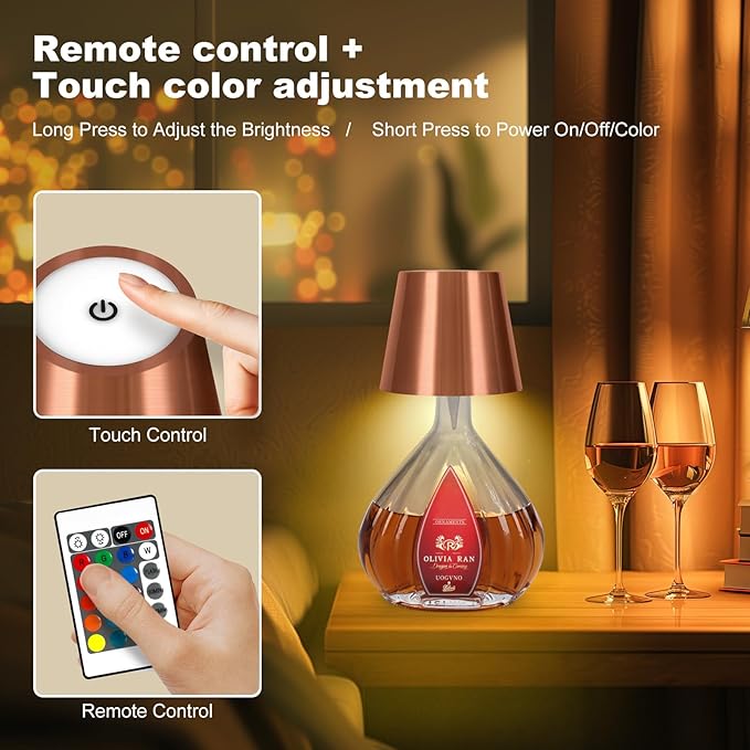 2026 New Wireless Bottle Lamp,RGB LED Bottle Light with Remote(RGB Rose Gold, 1pc)